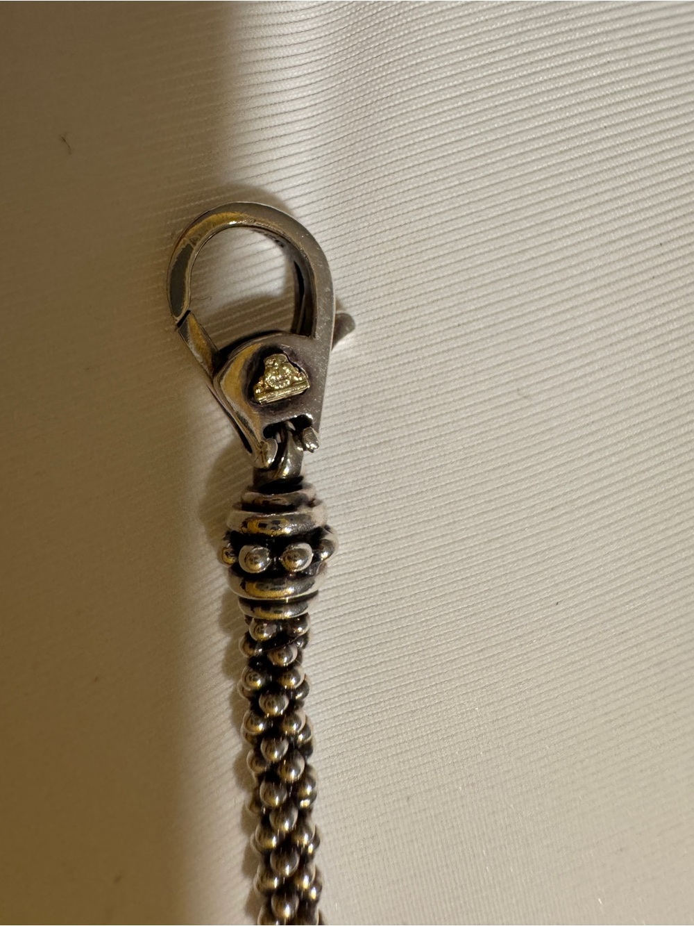 LAGOS Silver Caviar Three-Station Bracelet with Gold Accents - Picture 6 of 9
